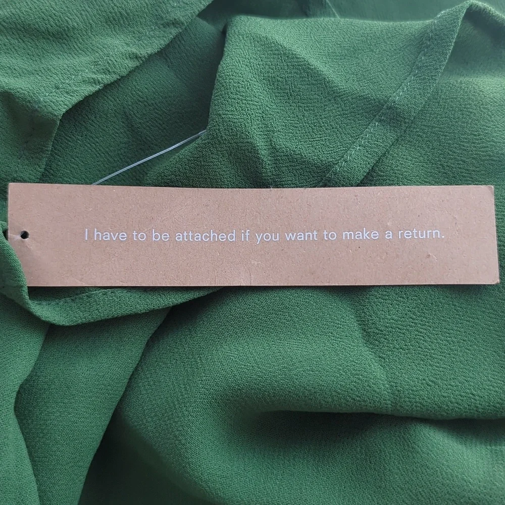 NWT | Reformation | Sandy Beth Moss Green Puff Sleeve Midi Dress - Picture 12 of 13